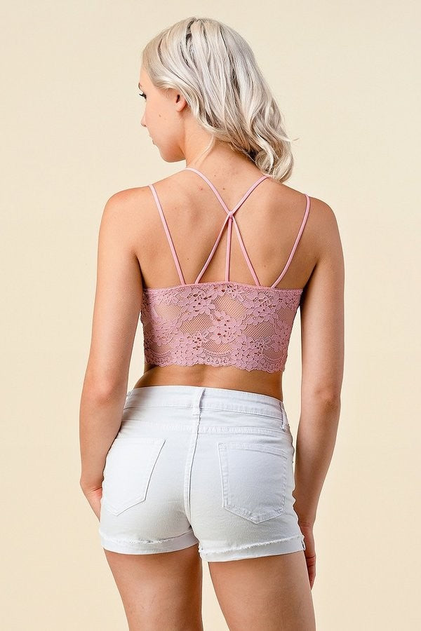 LB-39C DOUBLE STRAPMULTI LINES BACK LACE BRALETTE