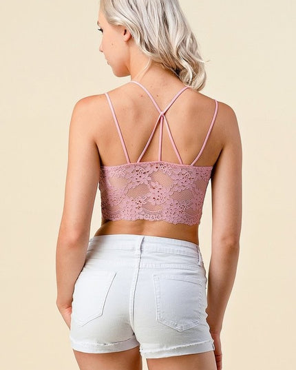 LB-39C DOUBLE STRAPMULTI LINES BACK LACE BRALETTE