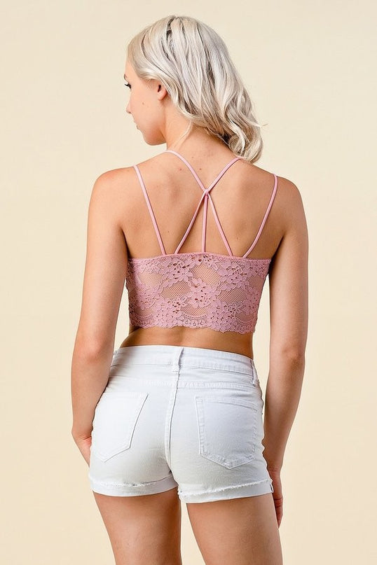 LB-39C DOUBLE STRAPMULTI LINES BACK LACE BRALETTE