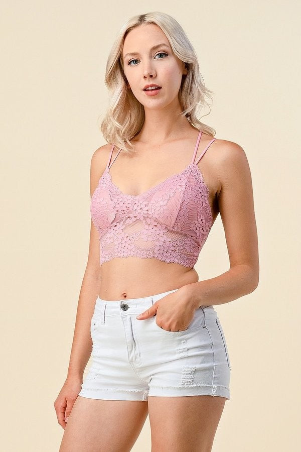 LB-39C DOUBLE STRAPMULTI LINES BACK LACE BRALETTE