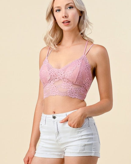 LB-39C DOUBLE STRAPMULTI LINES BACK LACE BRALETTE