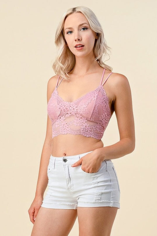 LB-39C DOUBLE STRAPMULTI LINES BACK LACE BRALETTE
