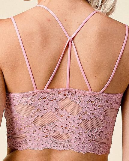 LB-39C DOUBLE STRAPMULTI LINES BACK LACE BRALETTE