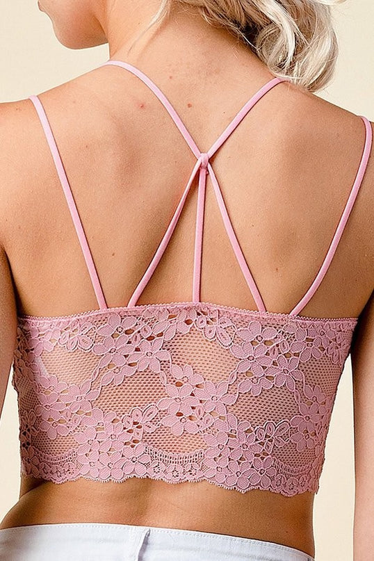LB-39C DOUBLE STRAPMULTI LINES BACK LACE BRALETTE