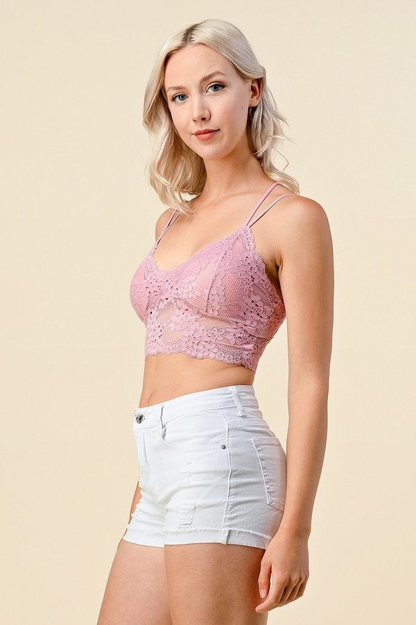 LB-39C DOUBLE STRAPMULTI LINES BACK LACE BRALETTE