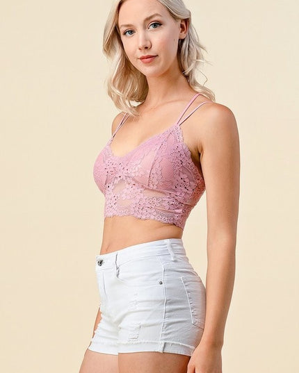 LB-39C DOUBLE STRAPMULTI LINES BACK LACE BRALETTE