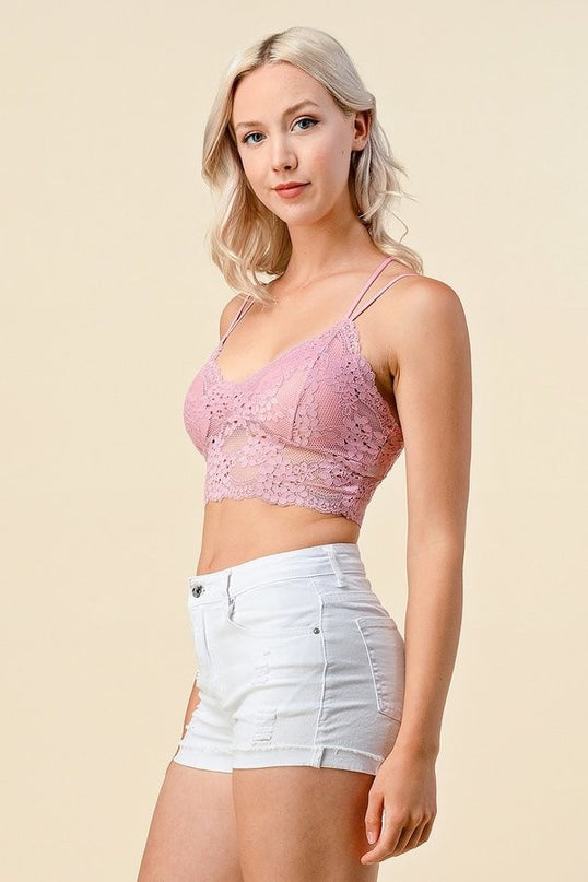 LB-39C DOUBLE STRAPMULTI LINES BACK LACE BRALETTE