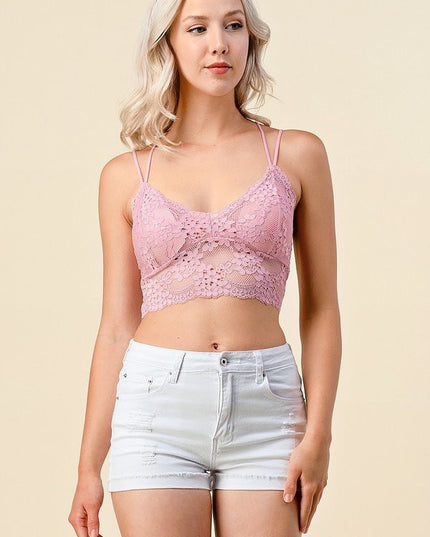 LB-39C DOUBLE STRAPMULTI LINES BACK LACE BRALETTE