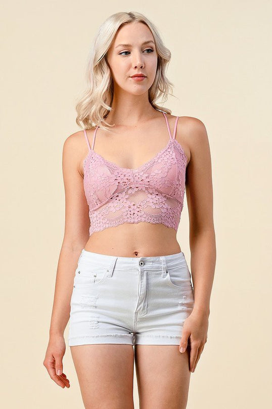LB-39C DOUBLE STRAPMULTI LINES BACK LACE BRALETTE
