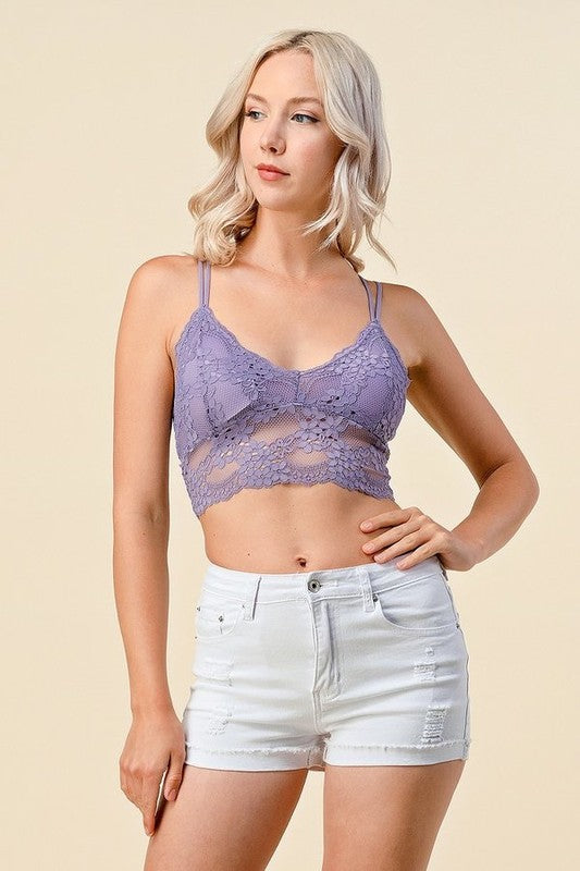 LB-39C DOUBLE STRAPMULTI LINES BACK LACE BRALETTE