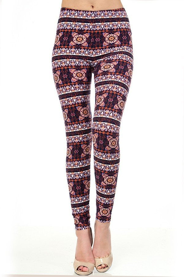 KIDS N168 KIDS ETHNIC PRINT BRUSHED FULL LEGGINGS