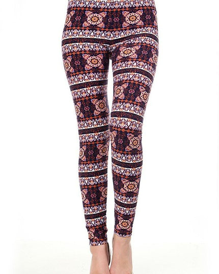 KIDS N168 KIDS ETHNIC PRINT BRUSHED FULL LEGGINGS