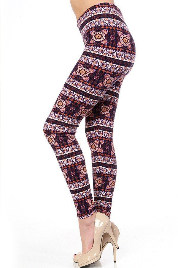 KIDS N168 KIDS ETHNIC PRINT BRUSHED FULL LEGGINGS