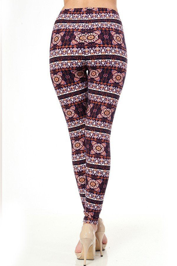 KIDS N168 KIDS ETHNIC PRINT BRUSHED FULL LEGGINGS