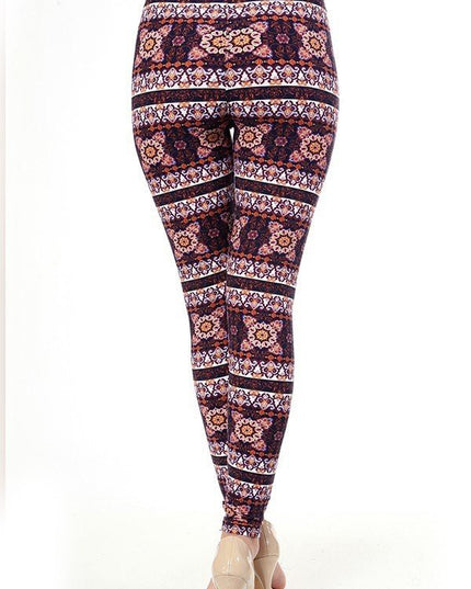 KIDS N168 KIDS ETHNIC PRINT BRUSHED FULL LEGGINGS