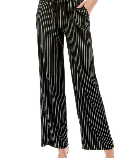 HK02S STRIPE PRINT CRINKLE WIDE LEG PANTS