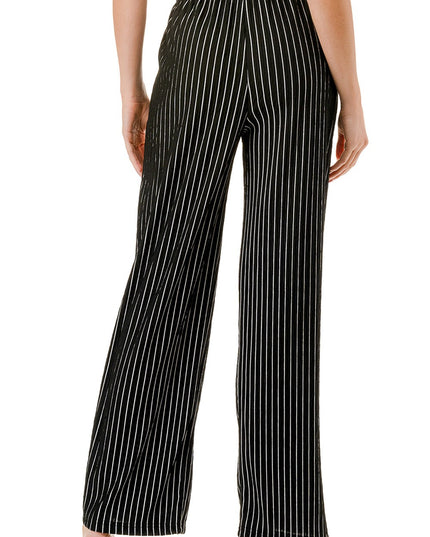 HK02S STRIPE PRINT CRINKLE WIDE LEG PANTS