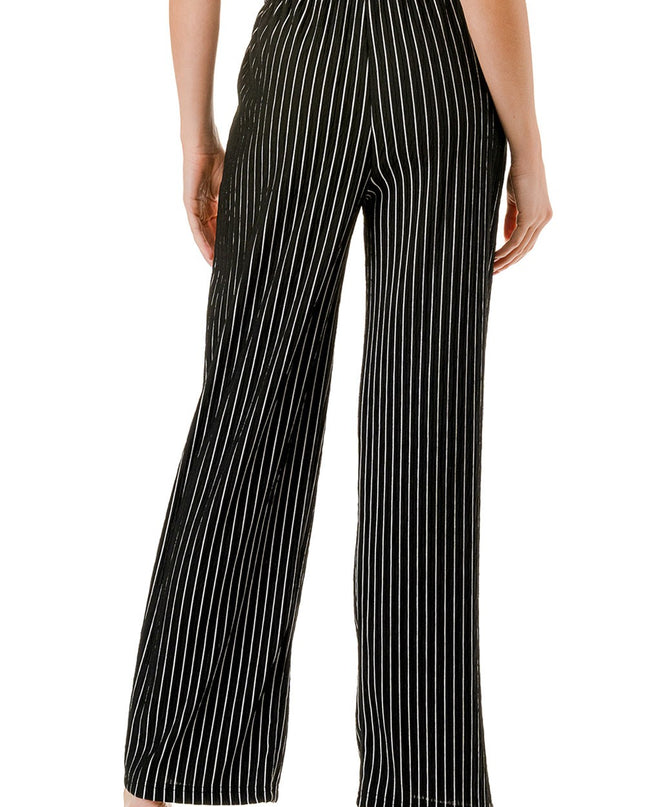 HK02S STRIPE PRINT CRINKLE WIDE LEG PANTS