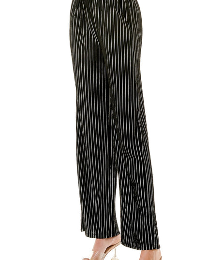 HK02S STRIPE PRINT CRINKLE WIDE LEG PANTS