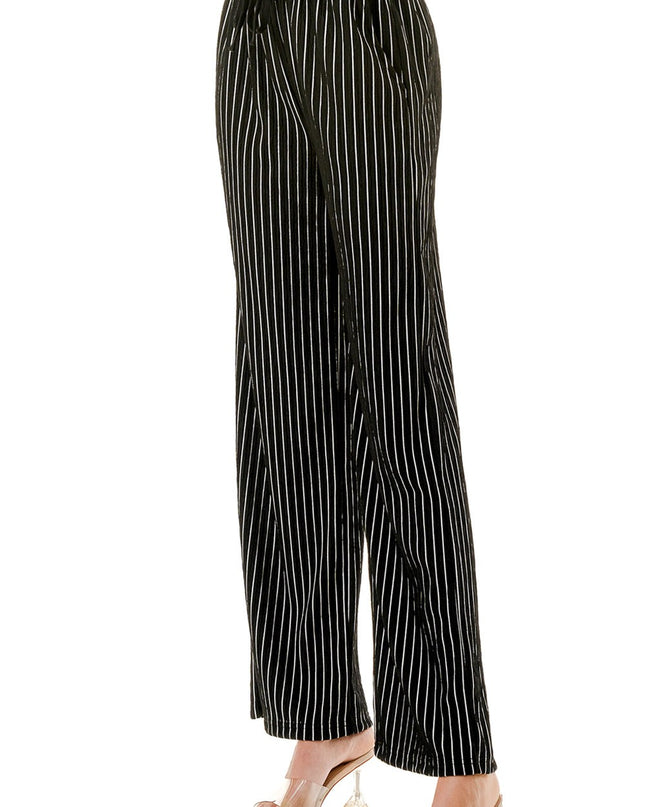 HK02S STRIPE PRINT CRINKLE WIDE LEG PANTS