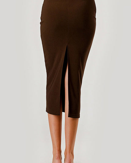 1161LSK STRETCH SCUBA BACK SLIT SKIRT