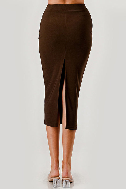 1161LSK STRETCH SCUBA BACK SLIT SKIRT