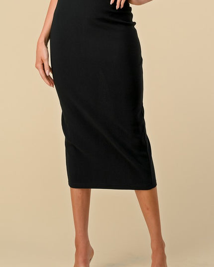 1161LSK STRETCH SCUBA BACK SLIT SKIRT