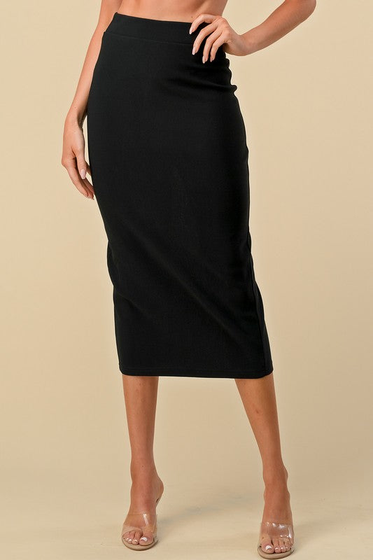 1161LSK STRETCH SCUBA BACK SLIT SKIRT