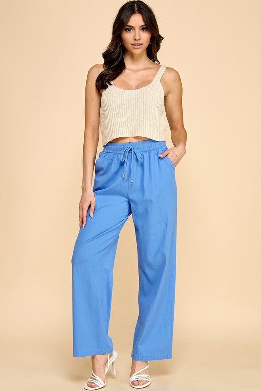 LINEN-02 LINEN DRAWSTRING PANTS