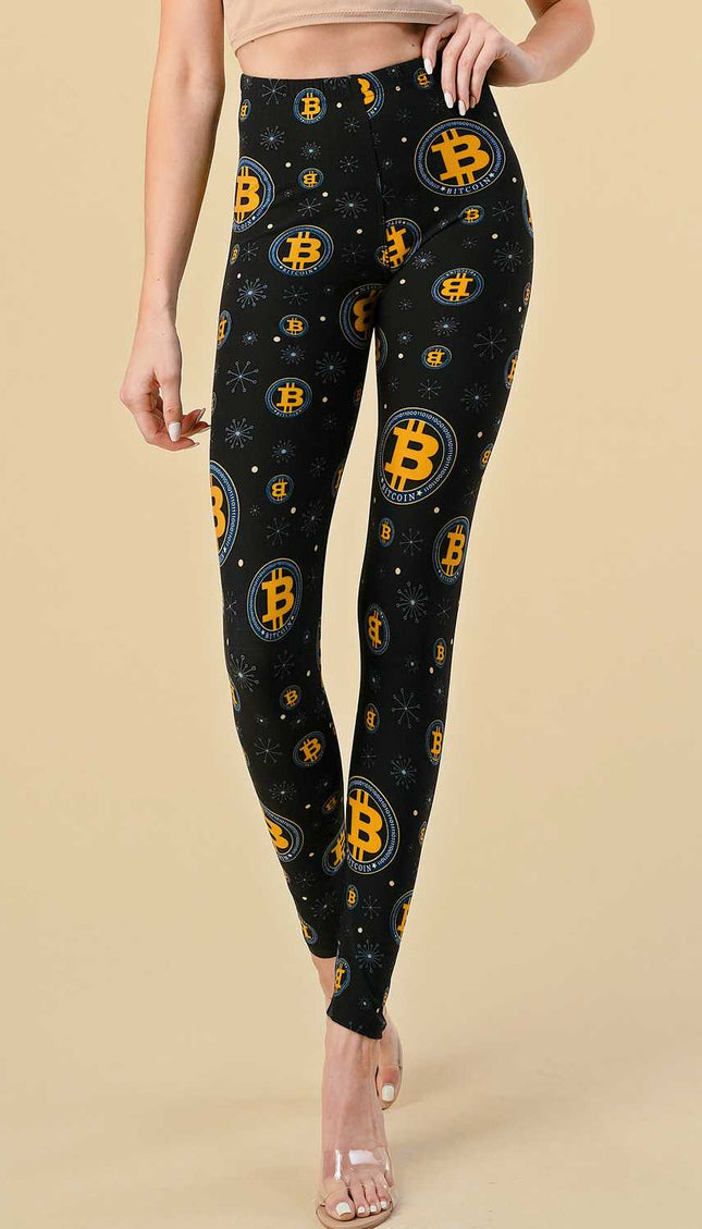 PLUS F761 PLUS SIZE BITCOIN PRINT LEGGINGS