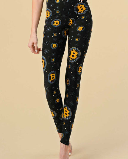 PLUS F761 PLUS SIZE BITCOIN PRINT LEGGINGS