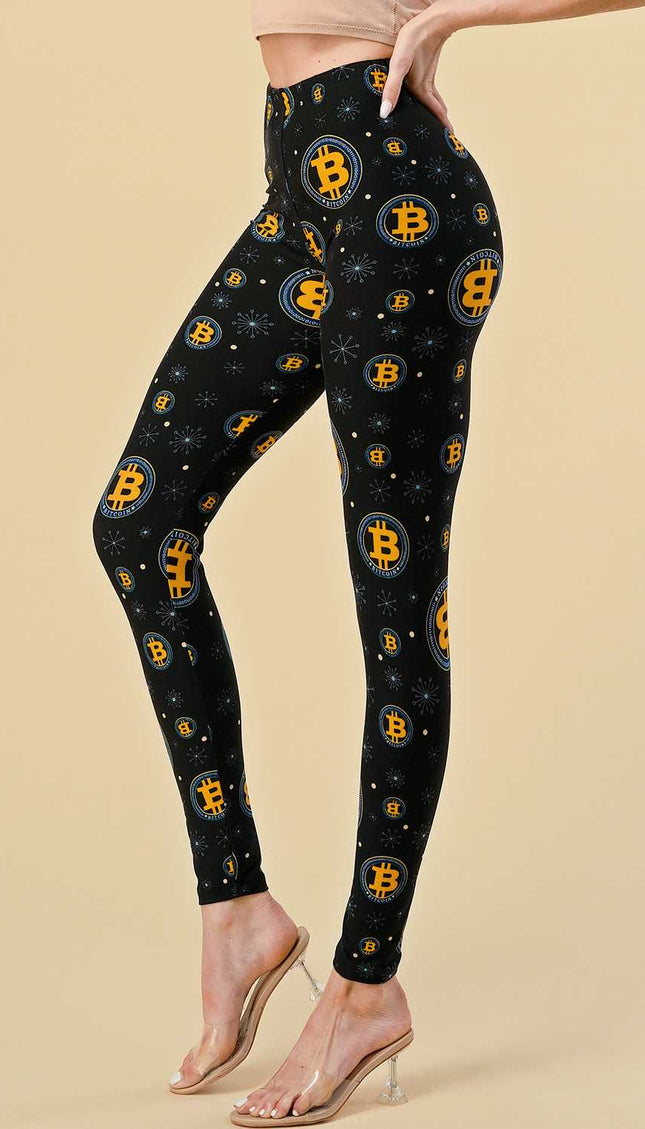 PLUS F761 PLUS SIZE BITCOIN PRINT LEGGINGS