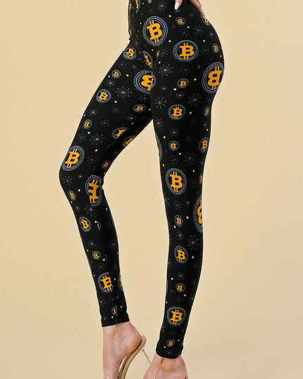PLUS F761 PLUS SIZE BITCOIN PRINT LEGGINGS