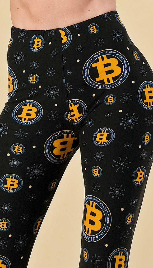 PLUS F761 PLUS SIZE BITCOIN PRINT LEGGINGS