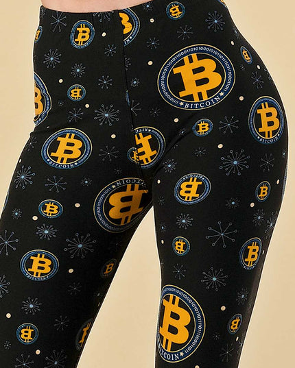 PLUS F761 PLUS SIZE BITCOIN PRINT LEGGINGS