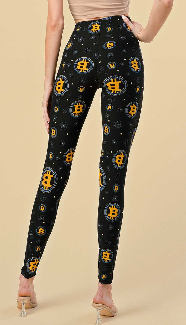 PLUS F761 PLUS SIZE BITCOIN PRINT LEGGINGS