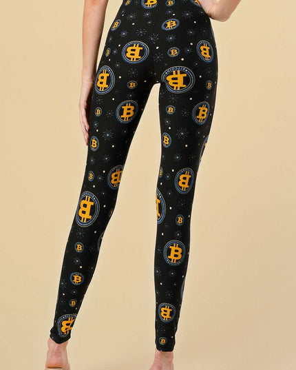 PLUS F761 PLUS SIZE BITCOIN PRINT LEGGINGS