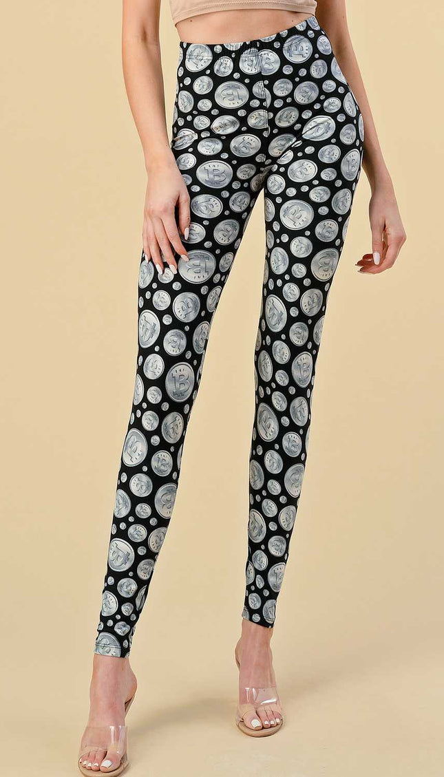 F764 Bitcoin Print Leggings