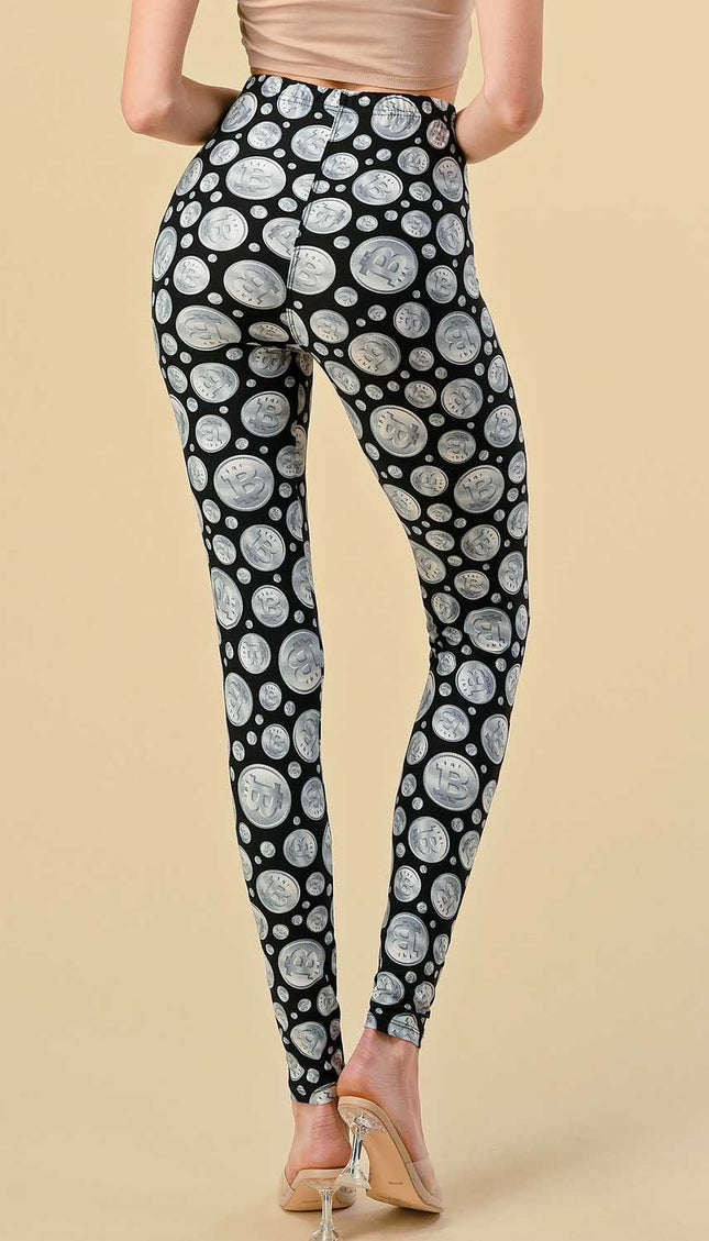 F764 Bitcoin Print Leggings