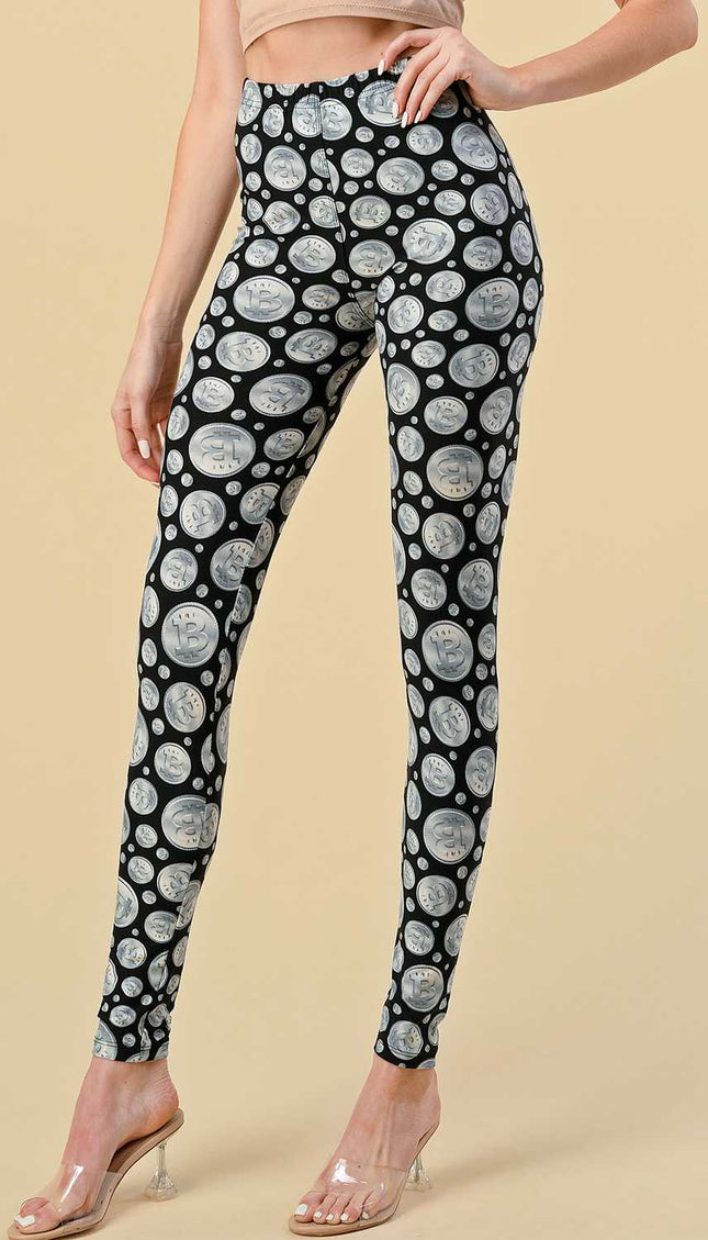 F764 Bitcoin Print Leggings