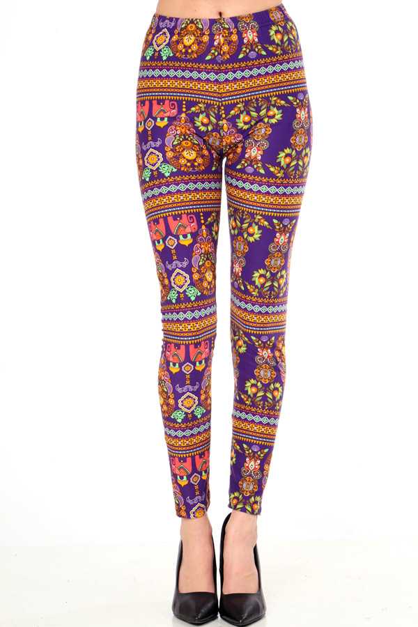 PLUS F473 PLUS SIZE ETHNIC ELEPHANT PRINT LEGGINGS