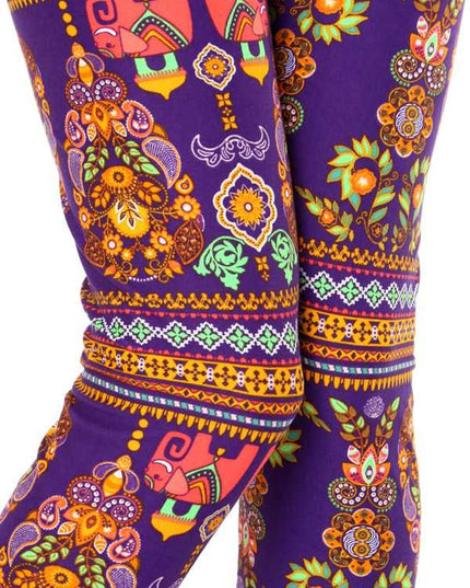 PLUS F473 PLUS SIZE ETHNIC ELEPHANT PRINT LEGGINGS