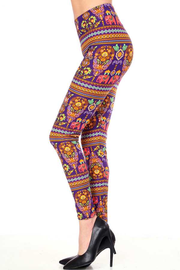 PLUS F473 PLUS SIZE ETHNIC ELEPHANT PRINT LEGGINGS
