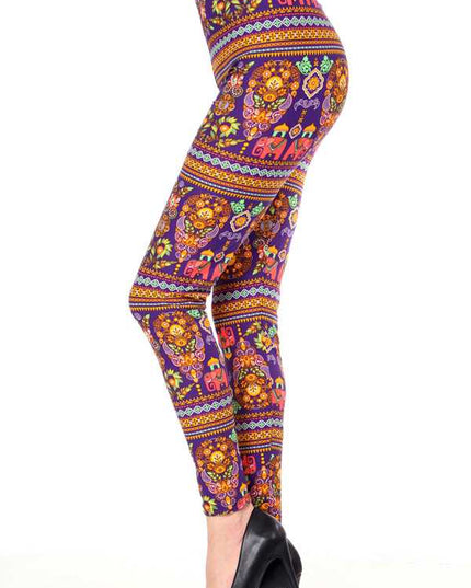 PLUS F473 PLUS SIZE ETHNIC ELEPHANT PRINT LEGGINGS