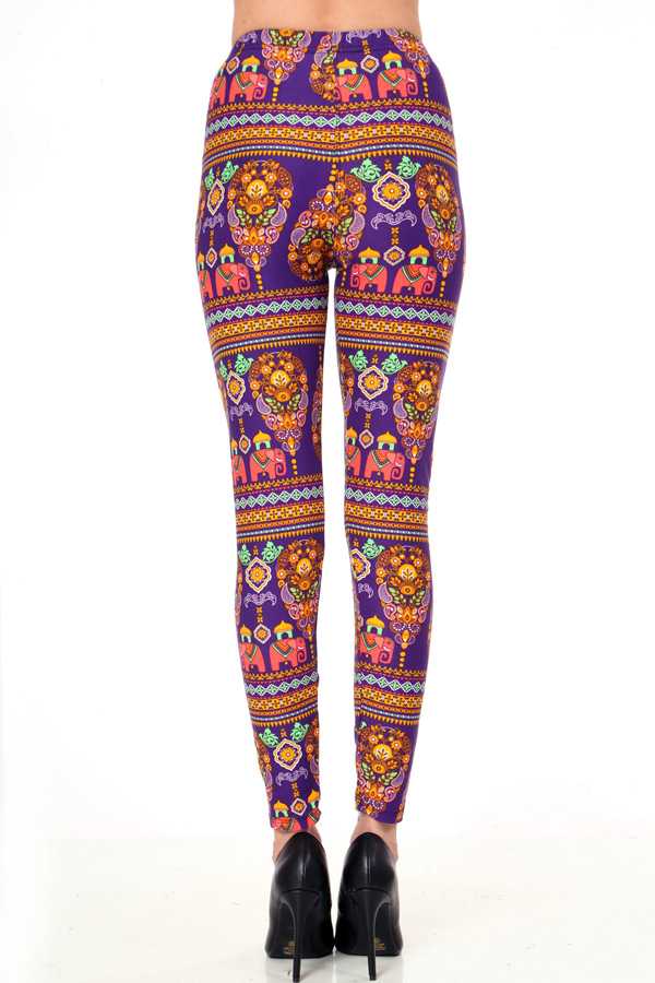 PLUS F473 PLUS SIZE ETHNIC ELEPHANT PRINT LEGGINGS
