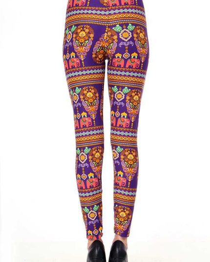 PLUS F473 PLUS SIZE ETHNIC ELEPHANT PRINT LEGGINGS