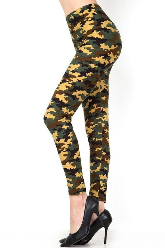 PLUS F720 PLUS SIZE DIGITAL CAMOUFLAGE PRINT FULL LEGGINGS