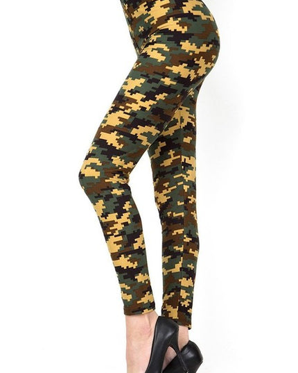 PLUS F720 PLUS SIZE DIGITAL CAMOUFLAGE PRINT FULL LEGGINGS