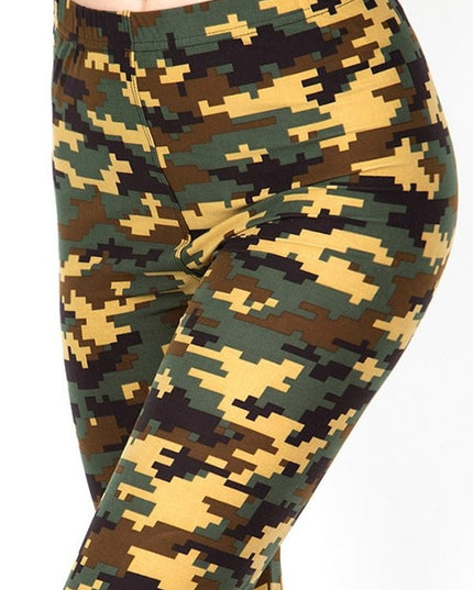 PLUS F720 PLUS SIZE DIGITAL CAMOUFLAGE PRINT FULL LEGGINGS
