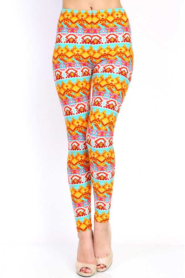 PLUS N144 PLUS SIZE TRIBAL PRINT LEGGINGS